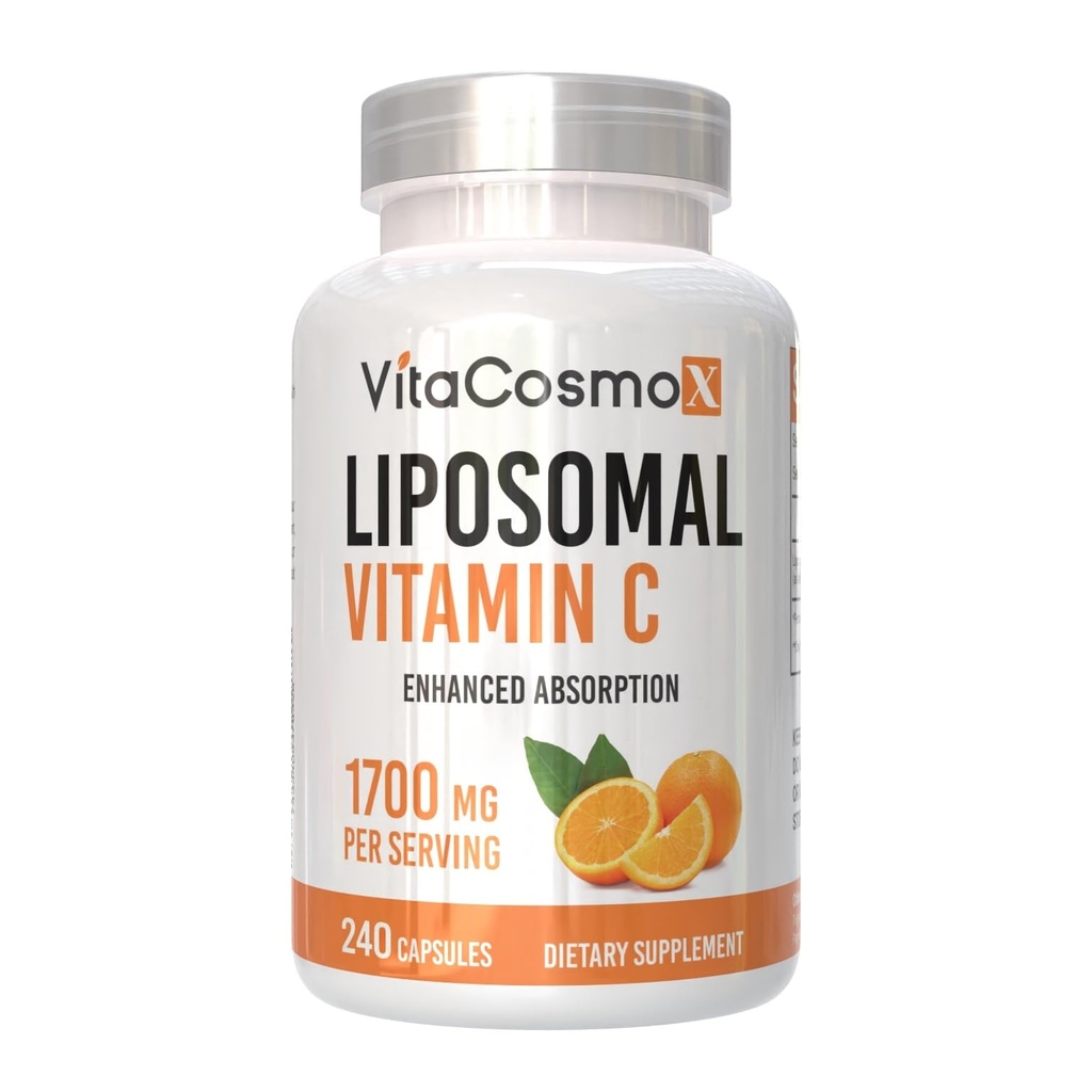 Liposomal Vitamin C Supplement, 1700mg, 240 Capsules 100% Vegetarian, Non-GMO & Gluten Free, High Absorption (240 Count (Pack of 1))