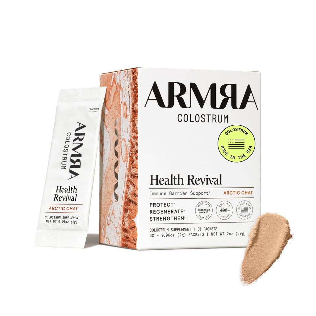 ARMRA Colostrum Powder | Arctic Chai | Gut Health & Bloating | Skin & Hair | Immunity | Keto, Gluten & Fat-Free | 30 Servings