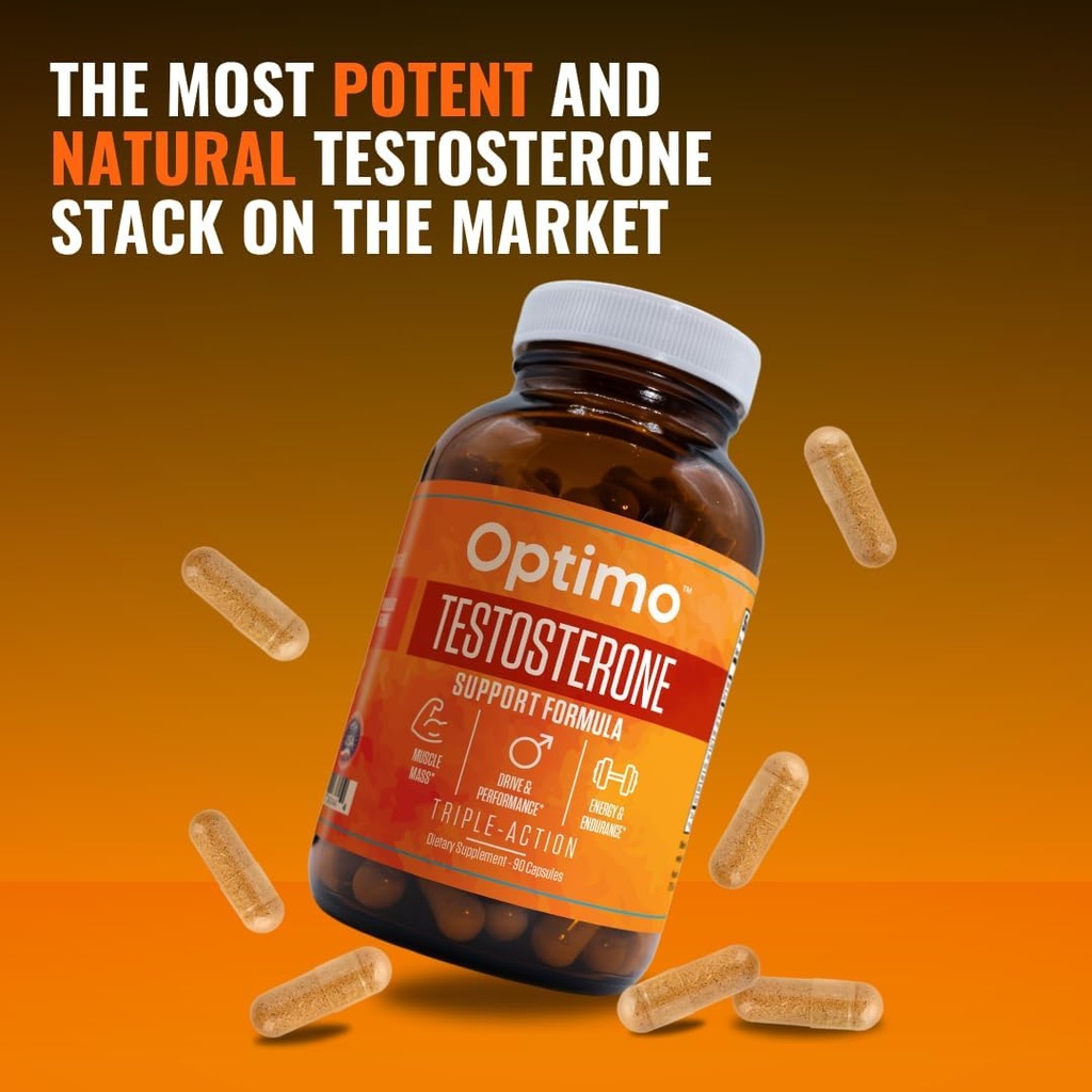 Optimo Turbo Boost Stacker - Maximisez votre testostérone avec le support de testostérone Overdrive et DHEA + Bioperine