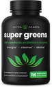 NutraChamps Capsules Super Verts Organiques - Alfalfa, Spiruline, Chlorella et plus - Mélanges Antioxydants, Enzymes Digestifs et Probiotiques - 150 Capsules Super aliments Verts