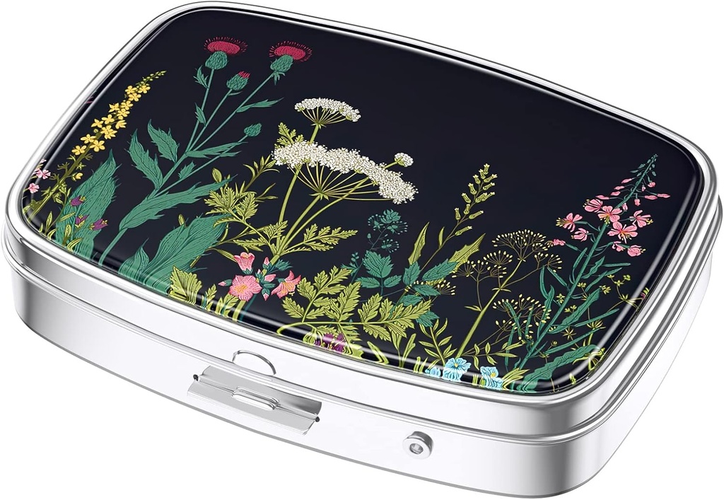 Boîte à pilules Nipichsha, petit étui à pilules pour la Purse & Pocket, organisateur de médicaments de voyage mignon, porte-conteneur de médicaments portables pour contenir des vitamines, médicaments, huile de poisson et suppléments, Dandelion