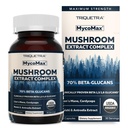 Complexe de champignons MycoMax - 70% Beta Glucans, Supplément de champignons Max Potency, US Grown + Extraction par ultrasons - Lions Mane, Cordyceps, Reishi & More - Cognition, Immunité, Énergie - 60 capsules