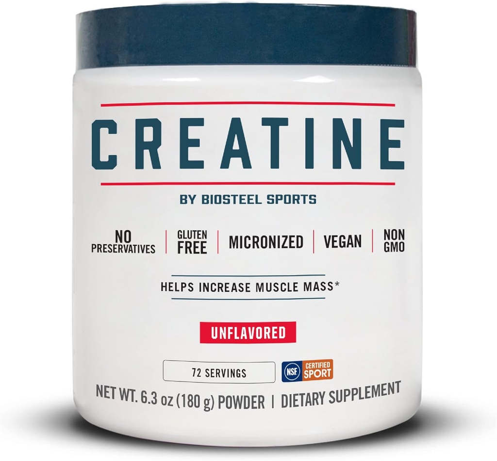 BioSteel Creatine Poudre monohydratée - 72 portions, 180g, micronisées pour la récupération musculaire et le muscle maigre, NSF pour la poudre de créatine certifiée Sport