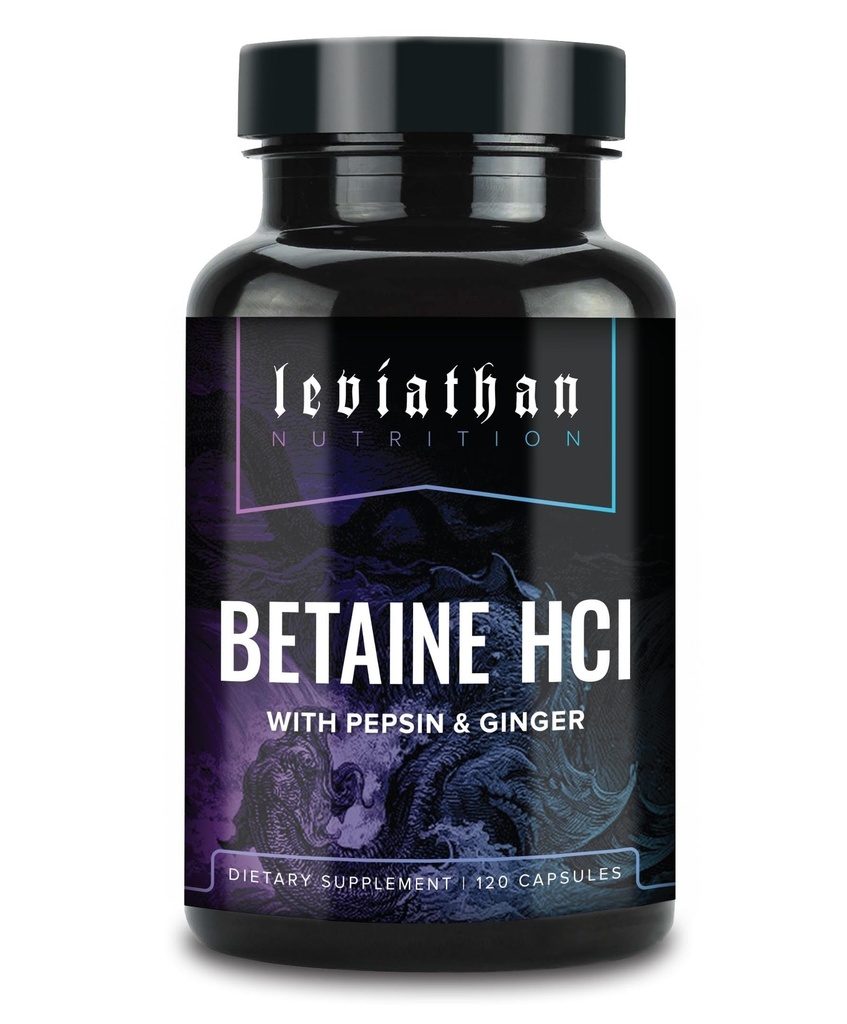 Leviathan Betaine HCl avec Pepsin & Ginger - Supplément enzymatiques digestifs pour l'aide et le soutien à la digestion, l'acide stomach et l'absorption des nutriments