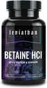 Leviathan Betaine HCl avec Pepsin & Ginger - Supplément enzymatiques digestifs pour l'aide et le soutien à la digestion, l'acide stomach et l'absorption des nutriments