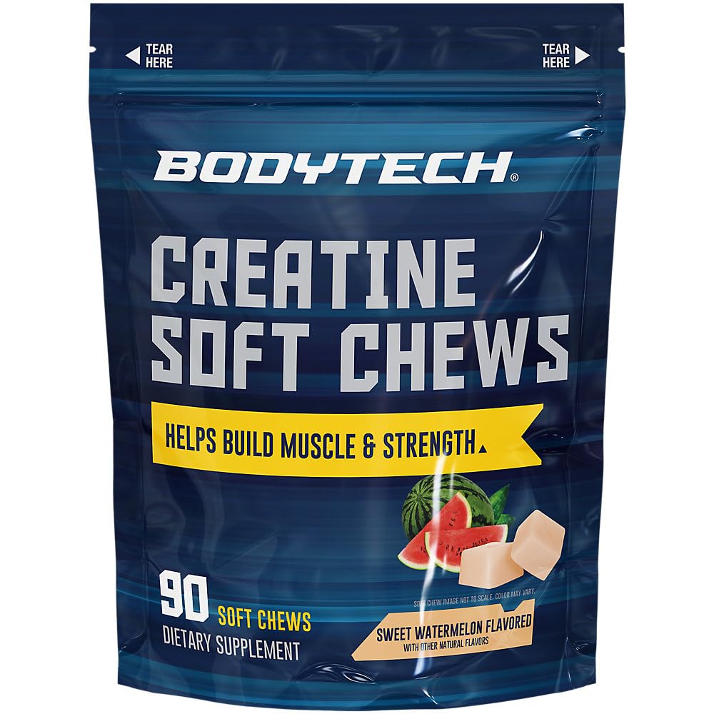 BodyTech Creatine Soft Chews a Helps Build Muscle and Strength a Sweet Watermelon (90 Soft Chews)