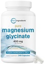 Micro-ingrédients Magnésium Glycinate 400mg par portion, 240 Capsules, 100% Chélaté, Haute Absorption