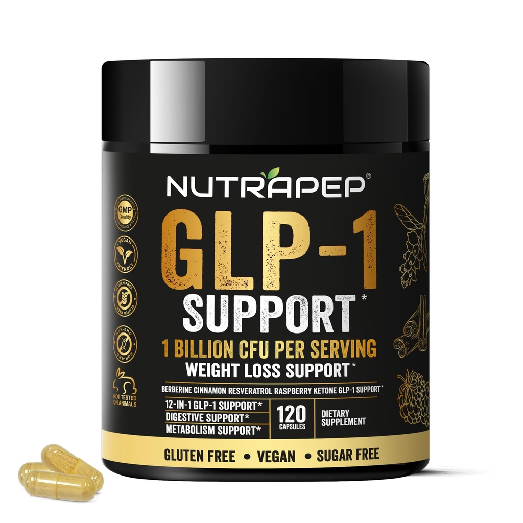 NutraPep GLP-1 Support Weight Loss Probiotic Supplement - Women Men Natural Appetite Suppressant & Metabolism Booster - Daily GLP1 Support to Activate Fat Burn Support Healthy Gut Curb Hunger