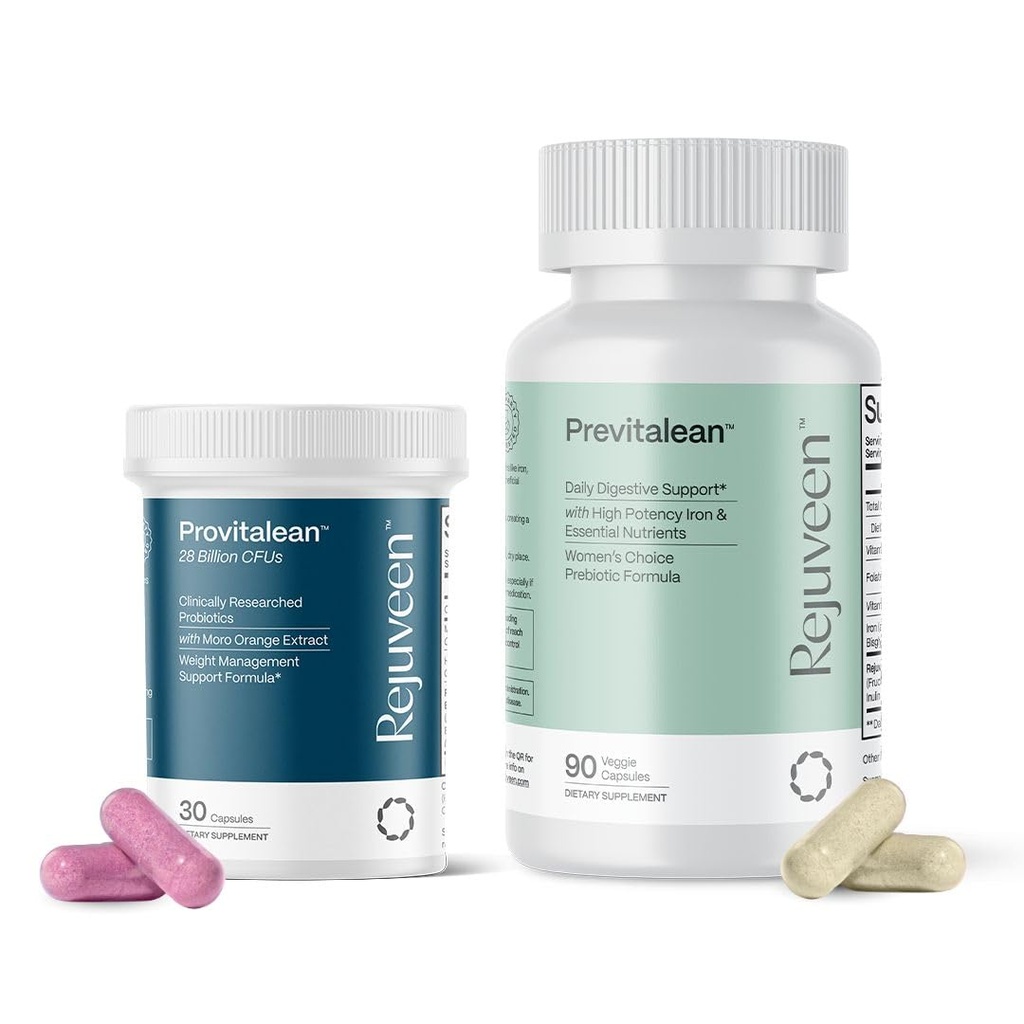 GLP-1 Support Duo | Metabolism Support, Cravings Dampener + Prebiotics | GLP-1 Booster to Feel Firmer & Toned | Provitalean 30Ct & Previtalean 90Ct