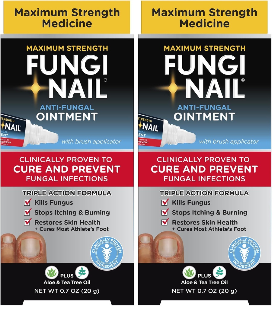 Fungi Nail Anti-Fungal Ointment 0.7 Fl Oz,Kills Fungus that Can Lead To Athlete's Foot with Tolnaftate,Toe Nail Fungus Treatments,Clinically Proven to Cure Infections,Natural Color,(Pack of 2)