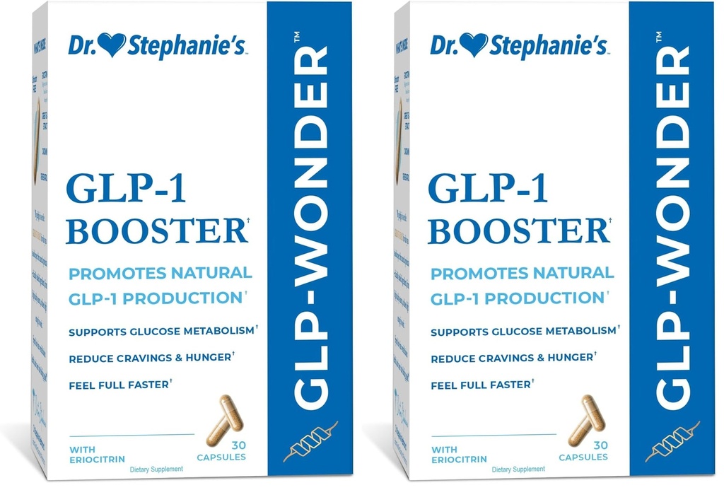 Dr. Stephanie's GLP-Wonder Natural GLP-1 Boosting Supplement - Control Hunger & Appetite, Fight Cravings - Side-Effect Free Support (Pack of 2)