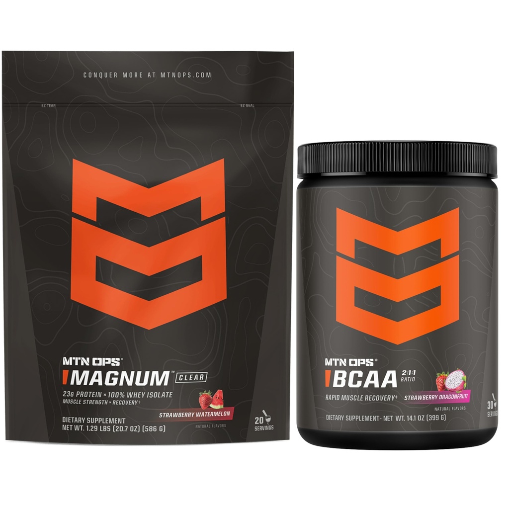 MTN OPS Magnum Clear Strawberry Watermelon & BCAAs Strawberry Dragonfruit