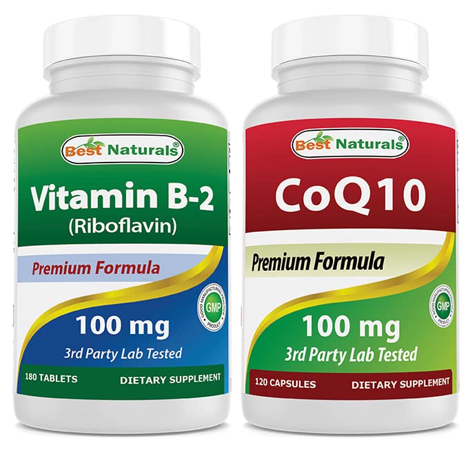 Meilleurs naturels Vitamine B2 (Riboflavine) 100 mg et COQ10 100 mg
