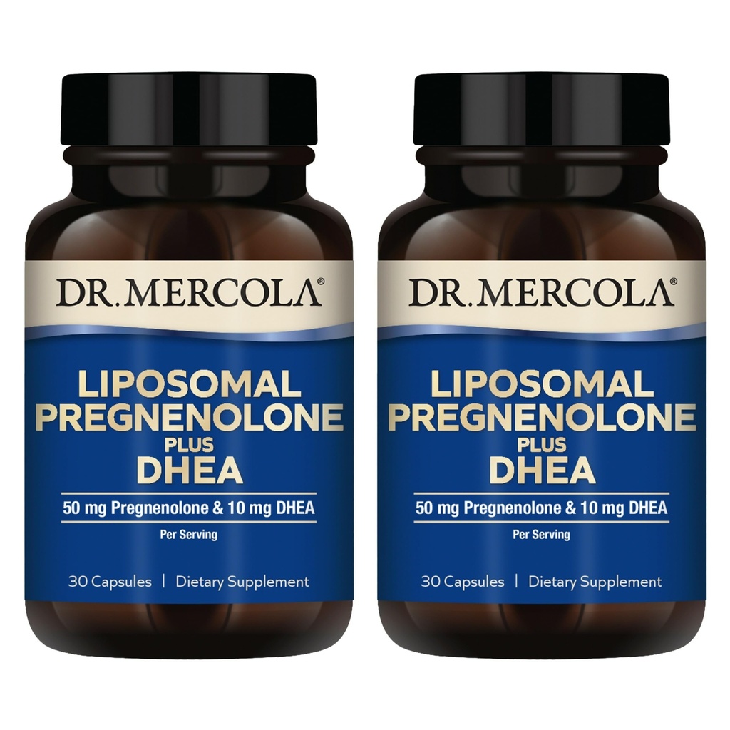 Dr. Mercola Liposomal Pregnenolone Plus DHEA, 30 Servings (30 Capsules), 50 mg Pregnenolone Per Serving, 10 mg DHEA Per Serving, Dietary Supplement, Non-GMO - 2 Pack