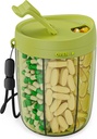 PULIV Grand organisateur de bouteille de pilule, organisateur de supplément pour la détention de 6 vitamines diverses, boîte de pilule Case avec anti-mixage et conception d'ouverture large, facile à récupérer Meds et 20 Pcs Stick-on étiquettes, vert