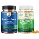 Ensemble de supplément réduit de glutathion avec chardon de lait - 500 mg par portion de glutathion pur L et de vitamine C à mâcher pour les adultes - Acide ascorbique Booster naturel d'immuno-mousse et remède à froid