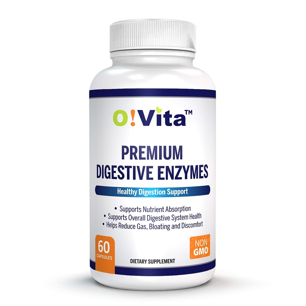Enzymes digestifs Premium avec enzymes à base végétale, soutient une meilleure digestion, une meilleure absorption nutritive (60 capsules végétales non OGM)