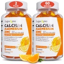 Calcium Magnésium Zinc Gommies pour Adulte: 1200mg Citrate de calcium avec vitamine D3 K3 - Natural Organic Sugar Free Supplément haute absorption pour les femmes Hommes Enfants(120Conte)