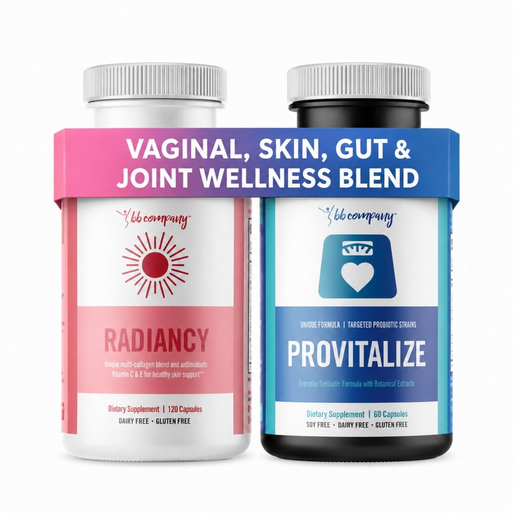 BB Company CollagenMax Bundle | Supports Vaginal, Skin, Gut, Joint Health & Beauty | Provitalize and Radiancy | Turmeric + Probiotics + Multi-Collagen Blend | 30 Day Supply