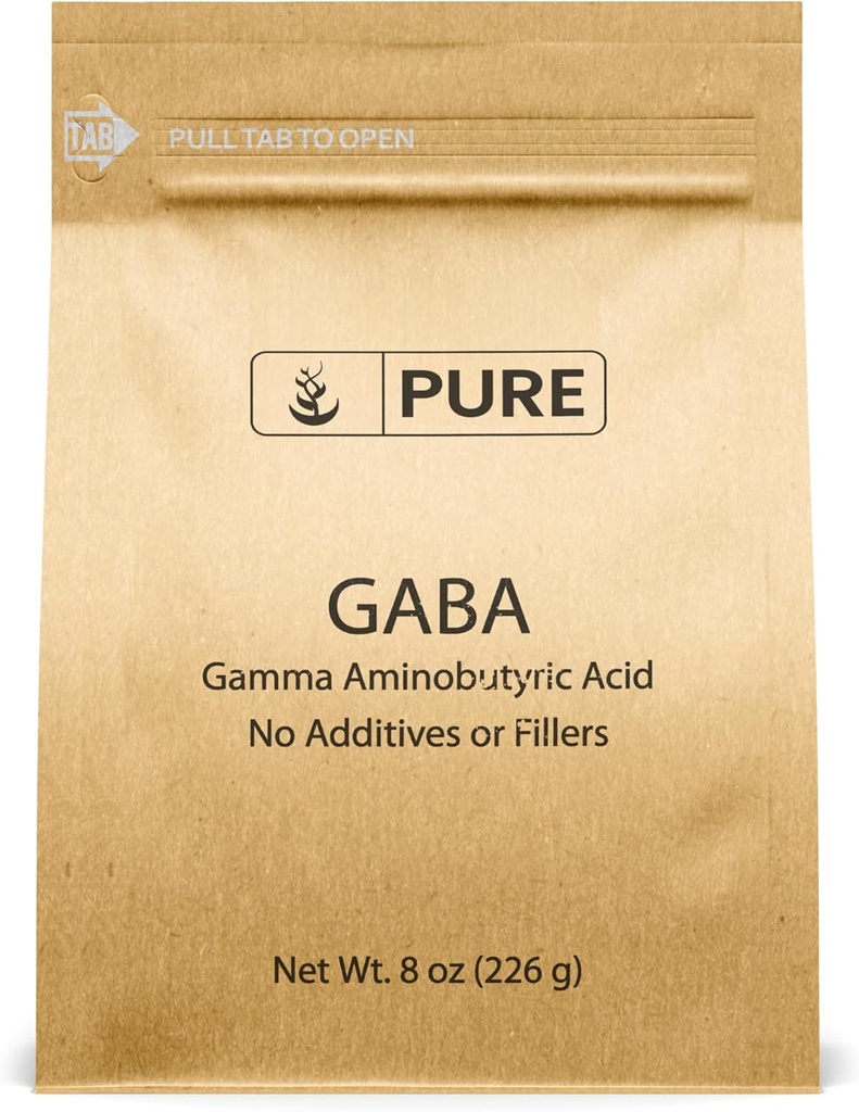 Ingrédients originaux purs Gamma Acide aminobutyrique (GABA) Poudre (8 oz) Toujours pur, sans remplissage ou additifs, laboratoire vérifié