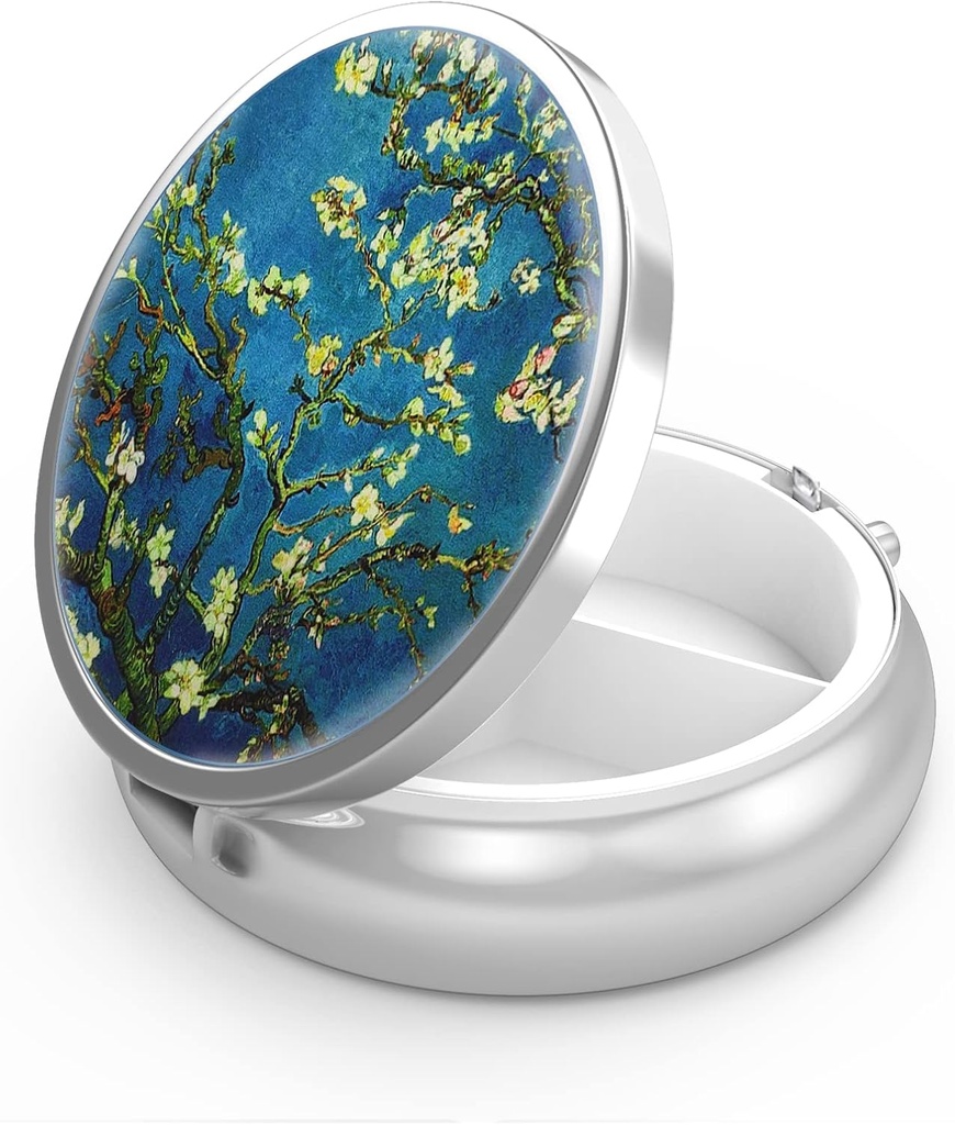 Pill Box 3 Compartiment petit cas de pilule, Portable pour la poche ou la pilule de chasse Organisateur Porte-conteneur de pilule pour tenir les vitamines, médicaments, huile de poisson et suppléments (Nuit étoilée)