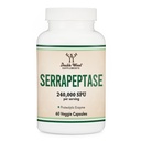 Serrapeptase 60 Veggie Capsules - Proteolytic Enzyme for Sinus, Respiratory and Joint Health (Non-GMO, Gluten Free, Vegetarian Safe) by Double Wood