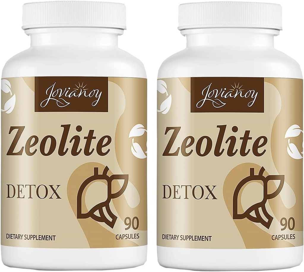 Gélules de désintoxication zéolite, Charbon actif biologique, Argile de bentonite, 1-2 μm Clinoptilolite, Absorption maximale, Nettoyez le corps complet du foie Gut pour les femmes Hommes, 180 Capsules
