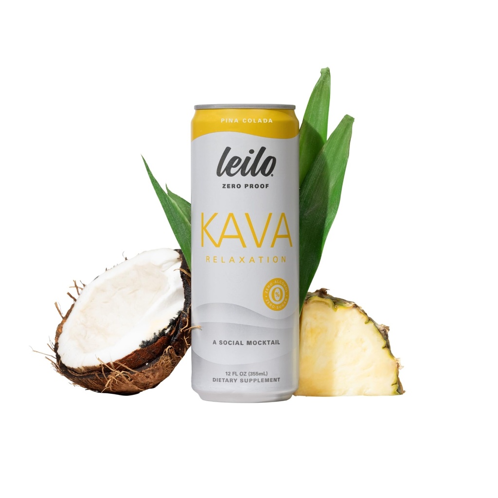 Kava Powered Pina Colada Mocktail Drink - 12-Pack - sans sucre et non-ALC Support de relaxation fonctionnelle