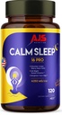 AJS CalmSleep Pro 120CT- Natural Sleep Aid Capsules with Melatonin, L-Theanine, GABA, Magnesium, Valerian, Chamomile, Ashwagandha, Lemon Balm, 5-HTP, B Vitamins & Herbal Blend | Non-GMO, Vegetarian
