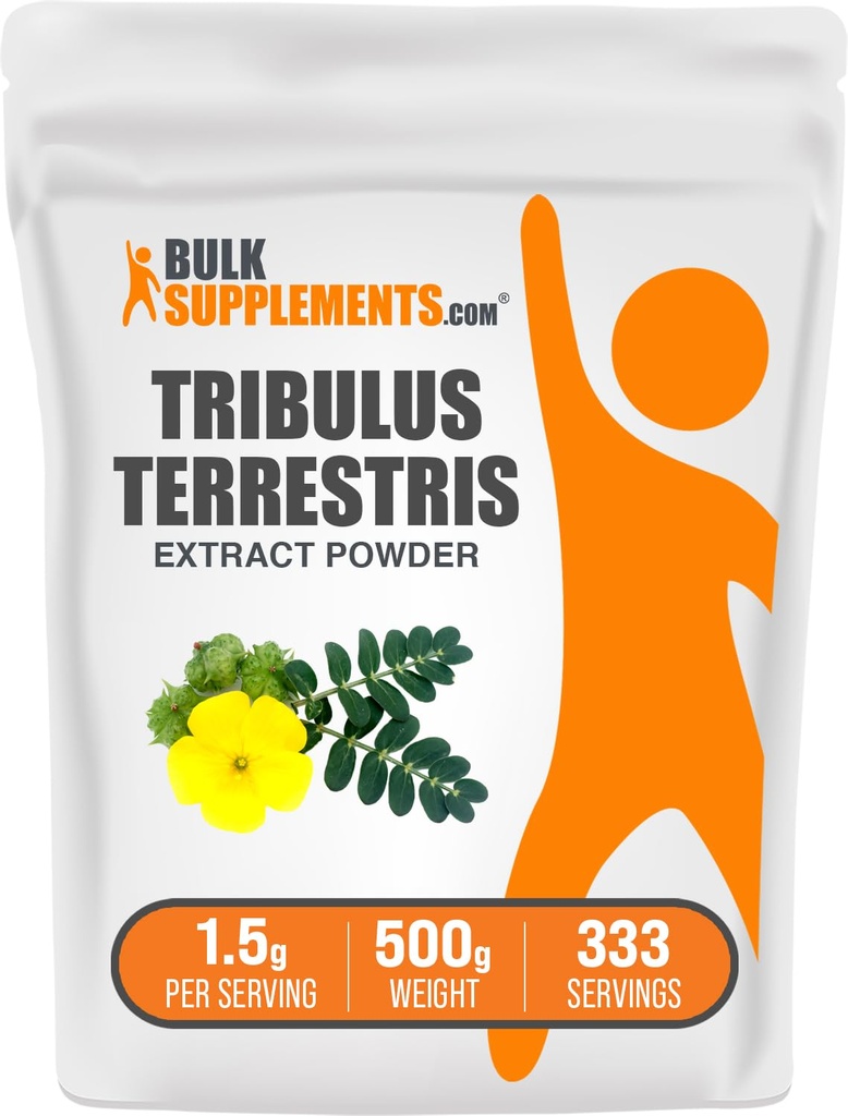 BulkSupplements.com Poudre d'extrait de Tribulus Terrestris - Suppléments de Tribulus Terrestris, Supplément à base de plantes - Sans gluten, 1,5g par portion, 500g (1,1 lb) (paquet de 1)