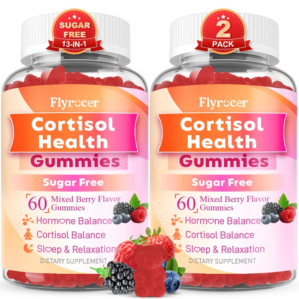Cortisol Supplements for Women & Men, 13 in 1 Cortisol Detox, Cortisol Manager Reducer with Ashwagandha, Magnesium, L-Theanine, Cortisol Balance Gummies-Hormone Balance, Focus, Calm, zzZ, 120 Cts