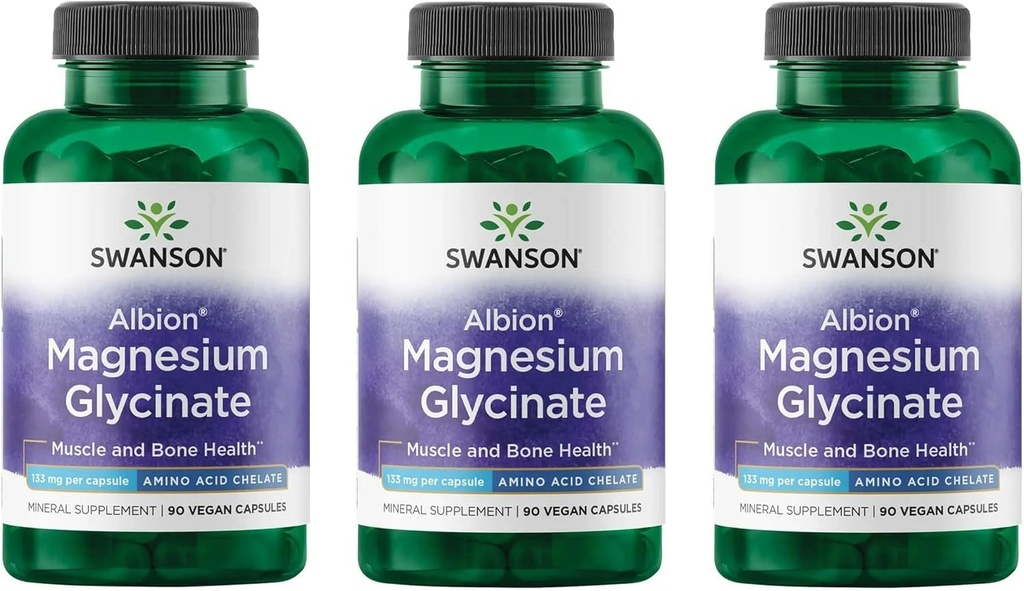 Swanson Magnésium chélaté 133 Milligrammes 90 Capsules (3 Pack)