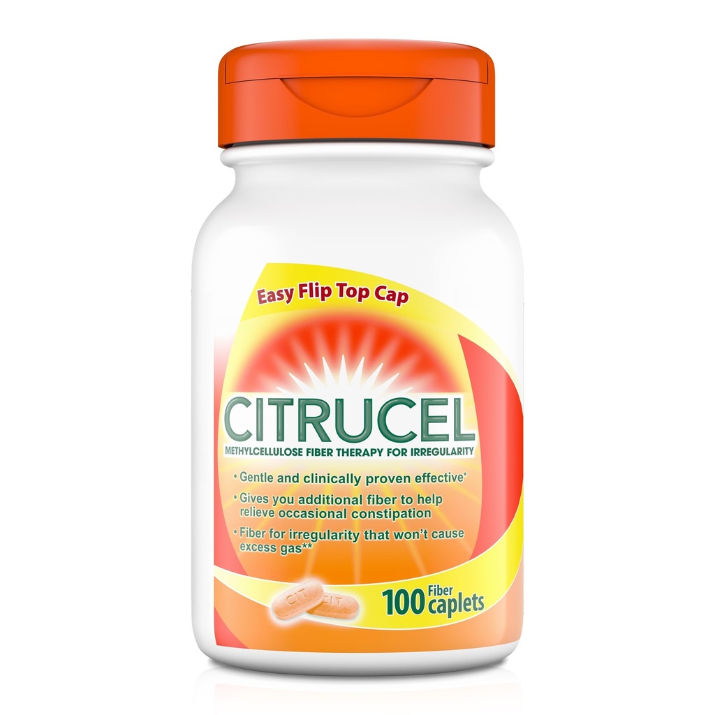 Caplets de fibre de méthylcellulose de Citrucel pour le soulagement de la constipation occasionnelle, saveur orange - 1 comte