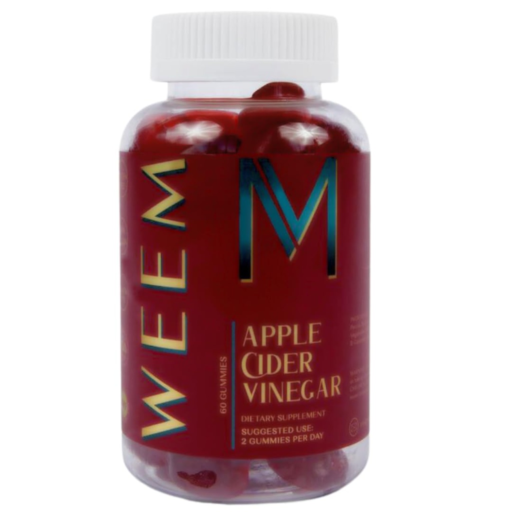Gommies de vinaigre de cidre de pomme WEM - Vaccin naturel végétal avec acide folique sans gluten - Vitamine B12 - Supplément de détox et de poids Premium - Aide la digestion pour les femmes et les hommes