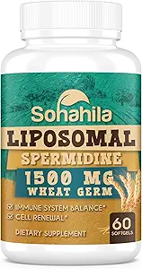 Spermidine Supplement 15 MG - 99% Purity, High Absorption, 1500 MG Fermented Wheat Germ Extract with Zinc & Thiamin, Spermidine for Men & Women - Cellular Renewal, Aging Defense, Energy, 180 Softgels