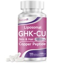 GHK-Cu Copper Peptide Supplement, 300 mcg per Serving, Liposomal Formula, 100 Vegan Capsules – Beauty Support Matrix with Biotin, Phytoceramides & Herbal Blend