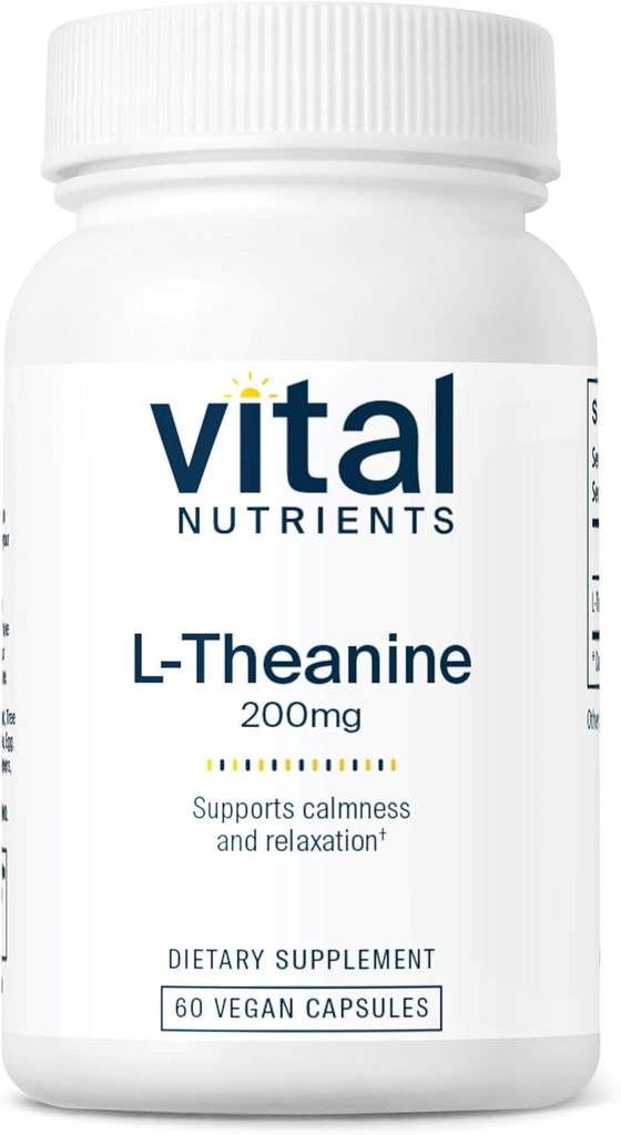 Nutriments vitaux L-Theanine 200mg.com Supplément végétalien L Theanine soutient les niveaux de stress normal et la fonction cognitive.