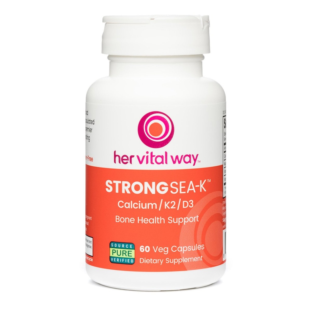 Strong Sea-K Calcium Supplement - Whole Food Calcium with K2 and D3 - Comprehensive Bone Health Supplement with Trace Minerals - 60 Capsules