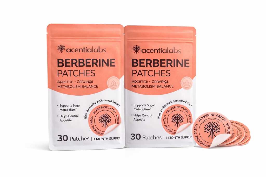 Berberine Patches for Women & Men – Transdermal Herbal Patch for Metabolism & Appetite Support, Plant-Based Wellness with Cinnamon Extract