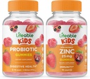 Lifeable Probiotic 2 Million CFU Enfants + Zinc 25mg Enfants, Gummies Bundle - Grande dégustation, supplément de vitamine, sans gluten, sans OGM, gummy à croquer
