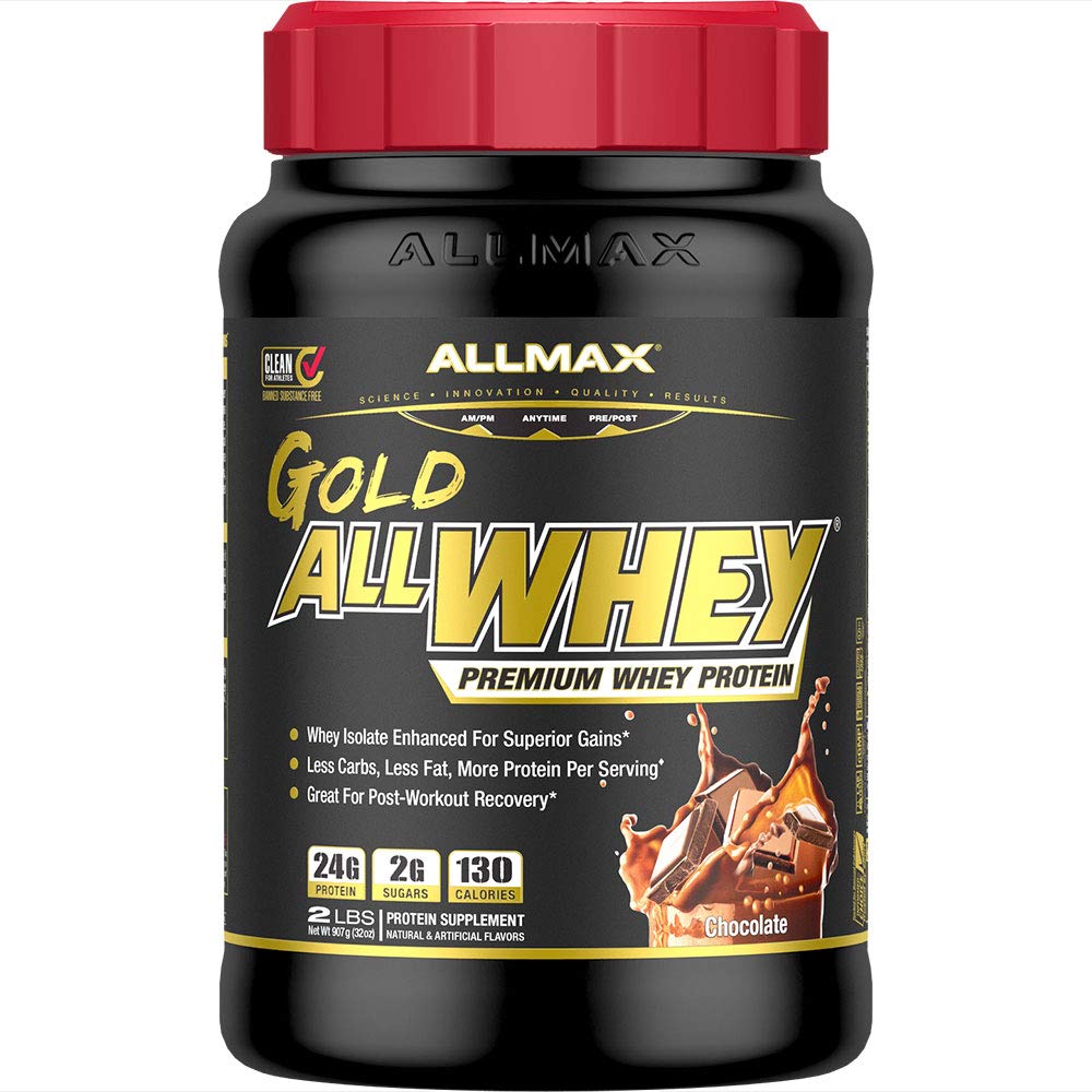 ALLMAX Gold ALLWHEY Whey Protein Powder, Chocolate, 2 lb, 24g Protein Per Scoop, High Protein for Muscle Recovery, Lean Muscle Growth & Post Workout Nutrition, Gluten Free, 30 Servings
