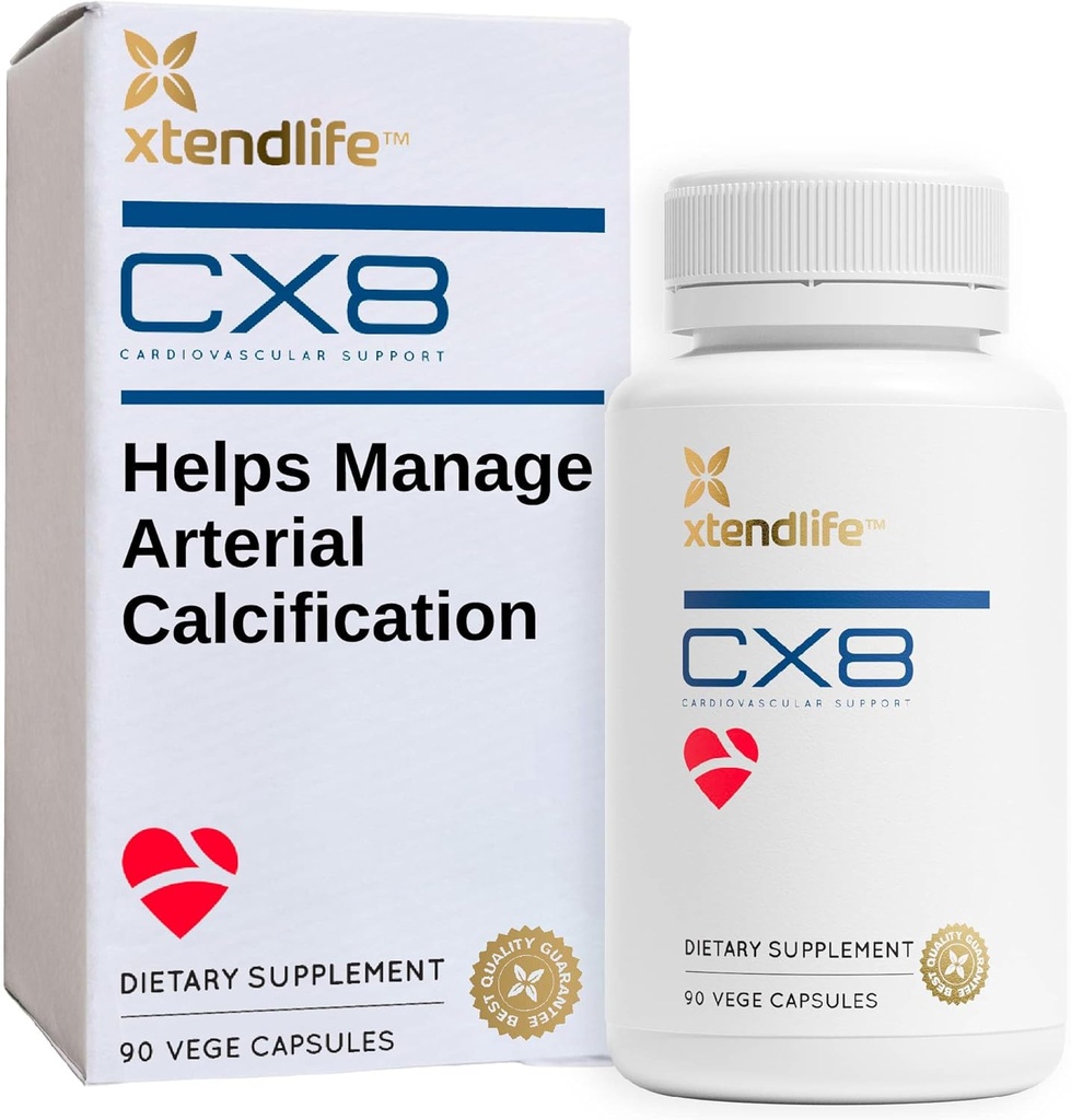Xtendlife CX8 Supplément santé cardiaque pour le soutien cardiovasculaire, la circulation et la santé artérielle - avec vitamine K2 MK7, D3, tocotriénols, et Sea Buckthorn-30 Day