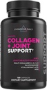 Livingood Daily Collagen + Joint Support, Herbe Fed Multi Collagen Peptides I III V X avec acide hyaluronique, Supplément de soutien pour les femmes et les hommes, ongles de peau de cheveux, sans kéto et sans gluten, 120 capsules