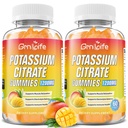 Citrate de potassium Gummies, supplément de potassium élevé Gummies 1200mg Support Crampes de jambe et santé musculaire, Gommies de potassium pour adultes et enfants, Vegan, Mango Flavor 120 Comte