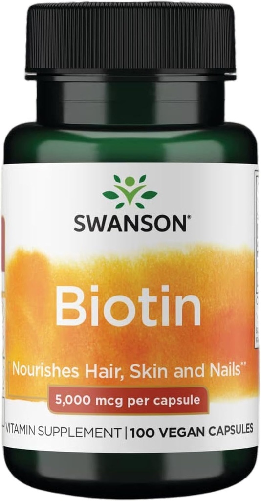 Swanson Biotin Vitamine B7 5000 mcg 100 Capsules