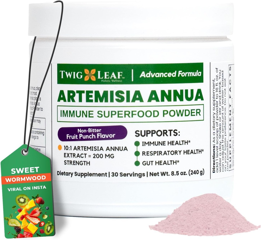 Artemisia Annua Sweet Wormwood Herbal Powder (en poudre) Extrait de feuille Cerveau Supports (en supplément de l'artémisinine) Extrait biologique de wormwood doux (en anglais seulement) Non-OGM, végétalien, sans gluten (en anglais seulement) 30 portions/8.5 Oz (240g)