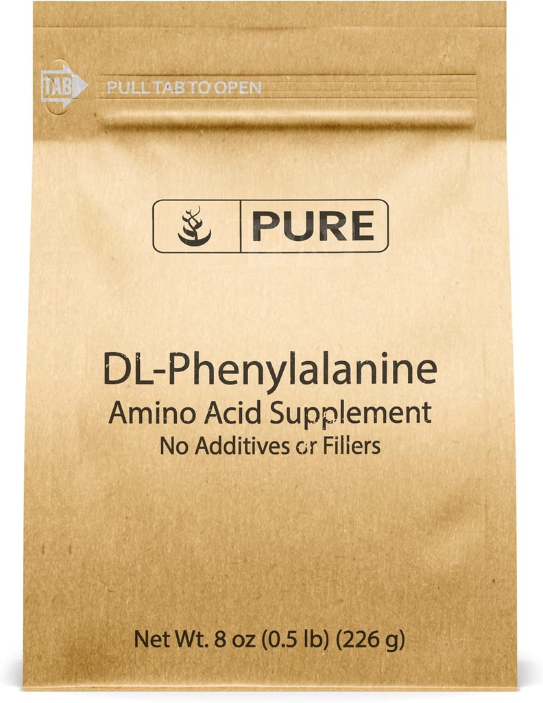 Ingrédients originaux purs Poudre de DL-Phenylalanine (8 oz) Toujours pur, sans remplissage ni additifs