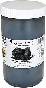 Poudre essentielle de charbon activé Dépôt - 10 oz - Conteneur en PEHD scellé avec bouchon refermable