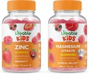 Magnésium Lifeable Kids + Zinc Kids, Gommies Bundle - Grande dégustation, supplément de vitamine, sans gluten, sans OGM, gommy à croquer
