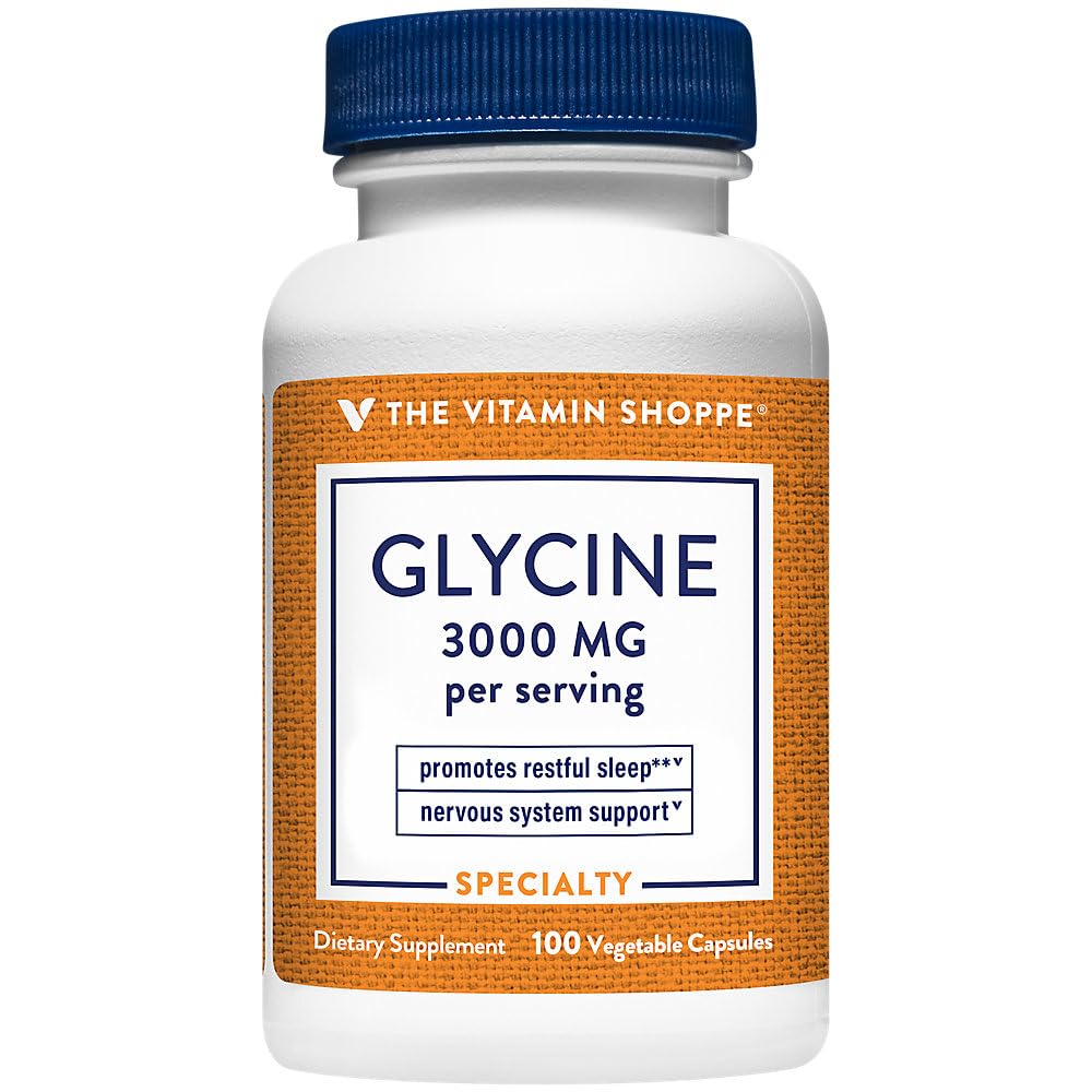 The Vitamin Shoppe Glycine - Nervous System Support & Restful Sleep - 3,000 MG (100 Capsules)